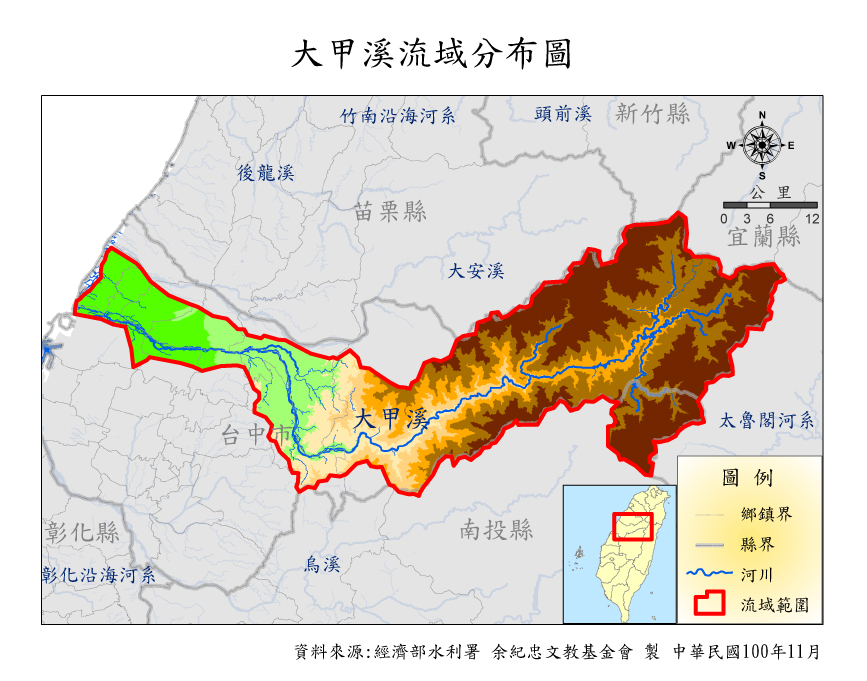 大甲溪流域分布圖