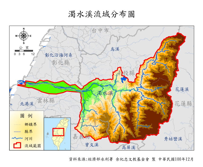 濁水溪流域分布圖 